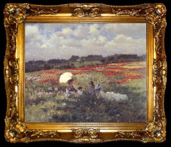 framed  Giuseppe de nittis In the Fields Around London (nn02), ta009-2